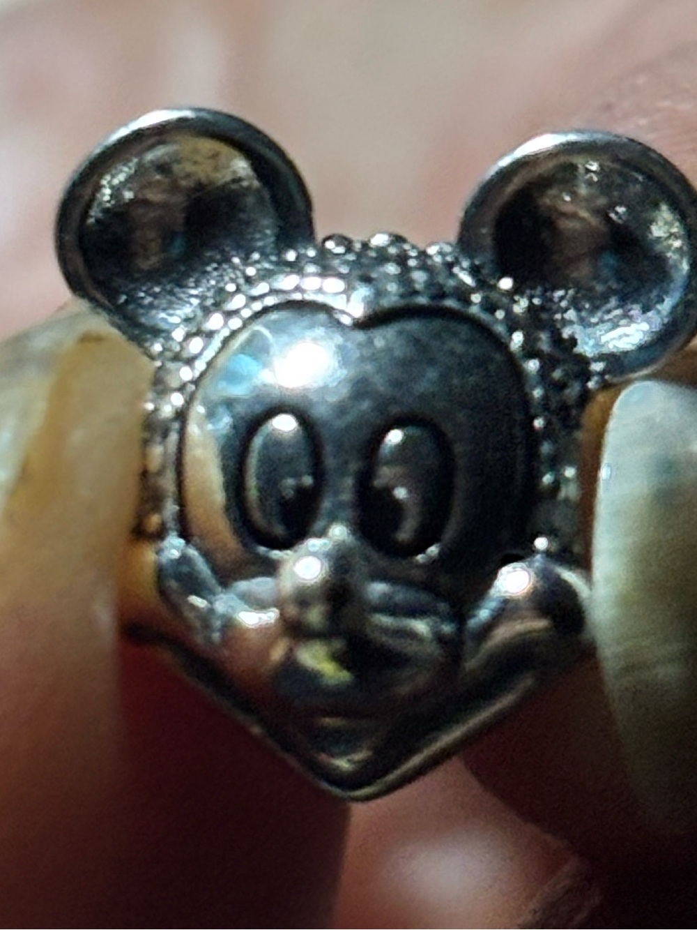 Silver Mickey Mouse Charm - Small Shiny Accent not Pandora